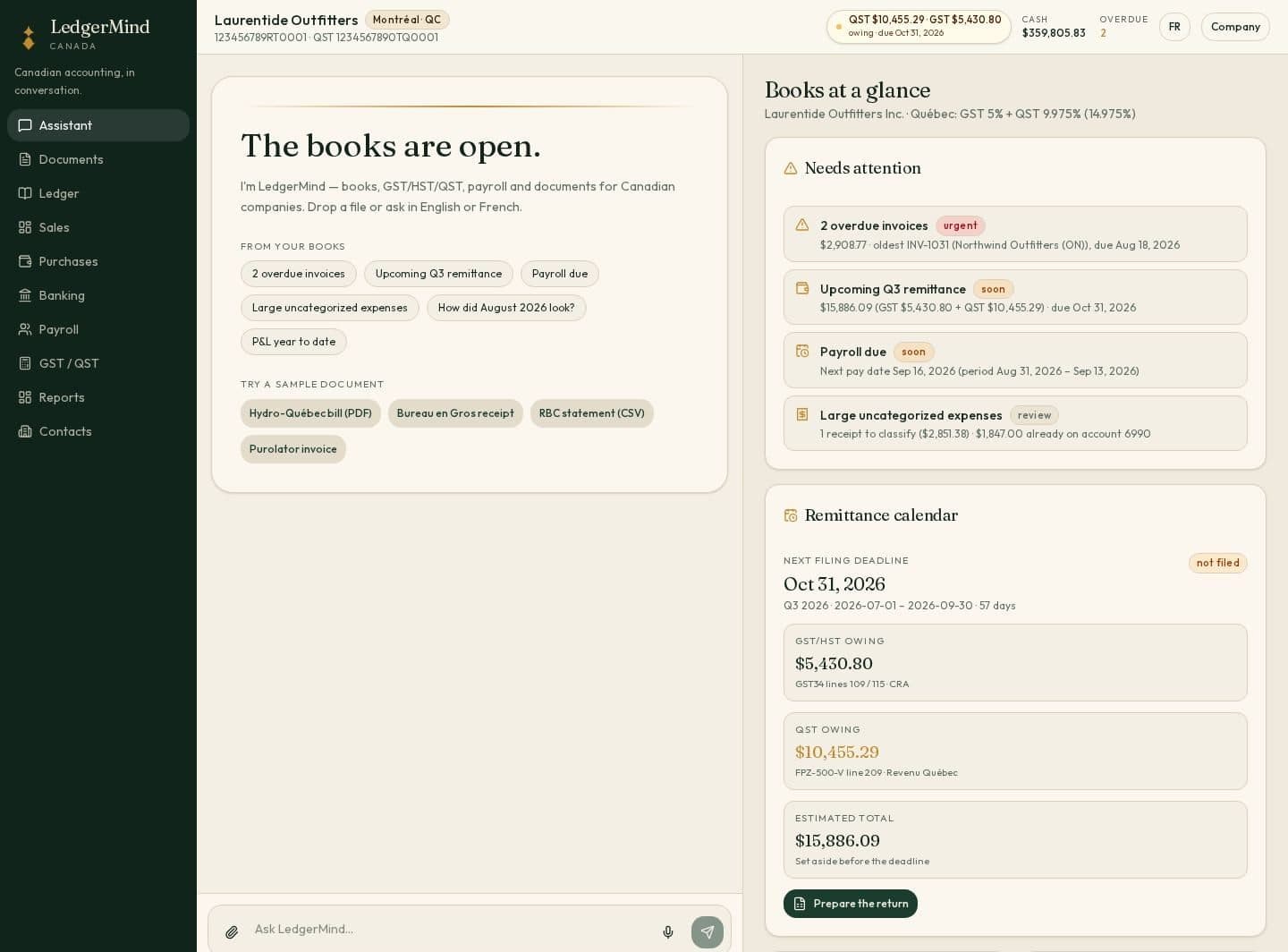 LedgerMind website screenshot